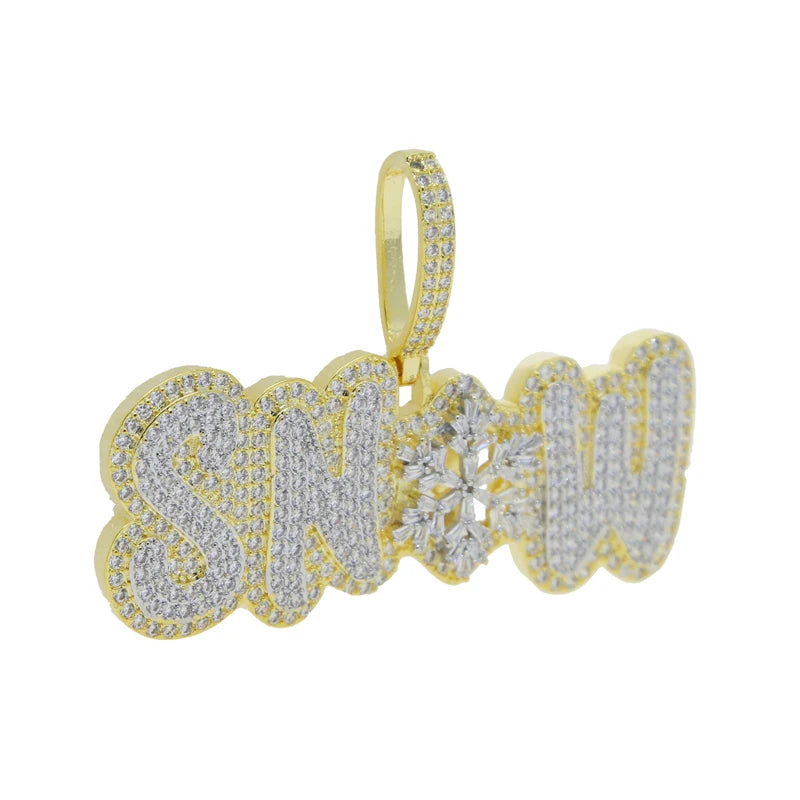 18K Gold Plated Micro Pave Cubic Zirconia CZ Plug Shape Pendant Hip Hop Style Yellow Gold Necklace for Engagement Wedding Party