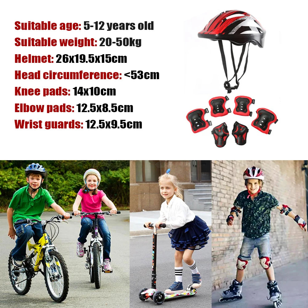 Kids Adjustable Helmet Protective Gear Set Sports Knee Elbow Wrist Pads for Children Boys Girls Bike Skateboard Scooter Roller