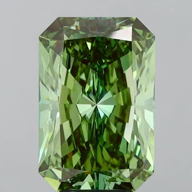 D Gleam Jewels 3.00 Ct Radiant Cut Fancy Vivid Green Synthetic Lab Grown Diamond VS+ Clarity EX Cut Symmetry 10/10 Hardness IGI