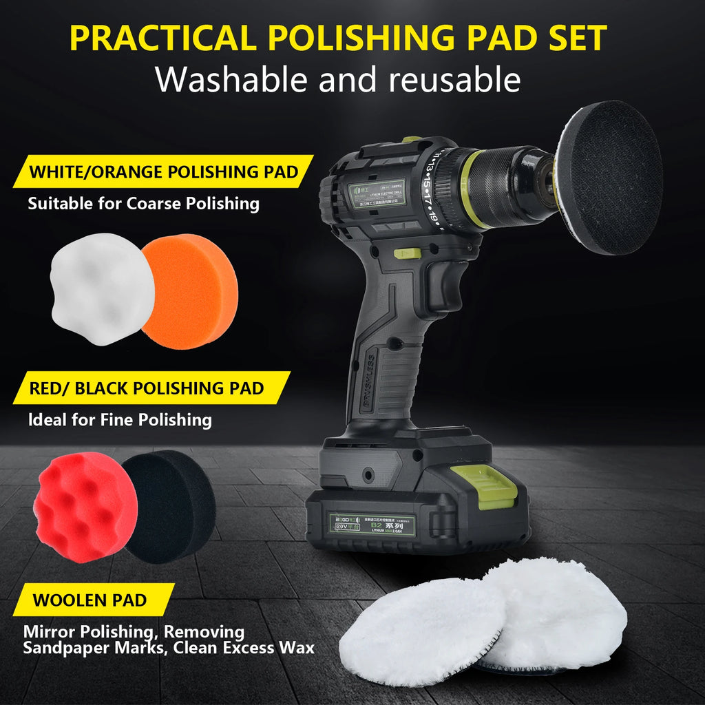 Professional Car Foam Polishing Pad Kit 138pcs for Detailing 3inch Round Hook&Loop Backing Sponge Foam Overseas Warehouse