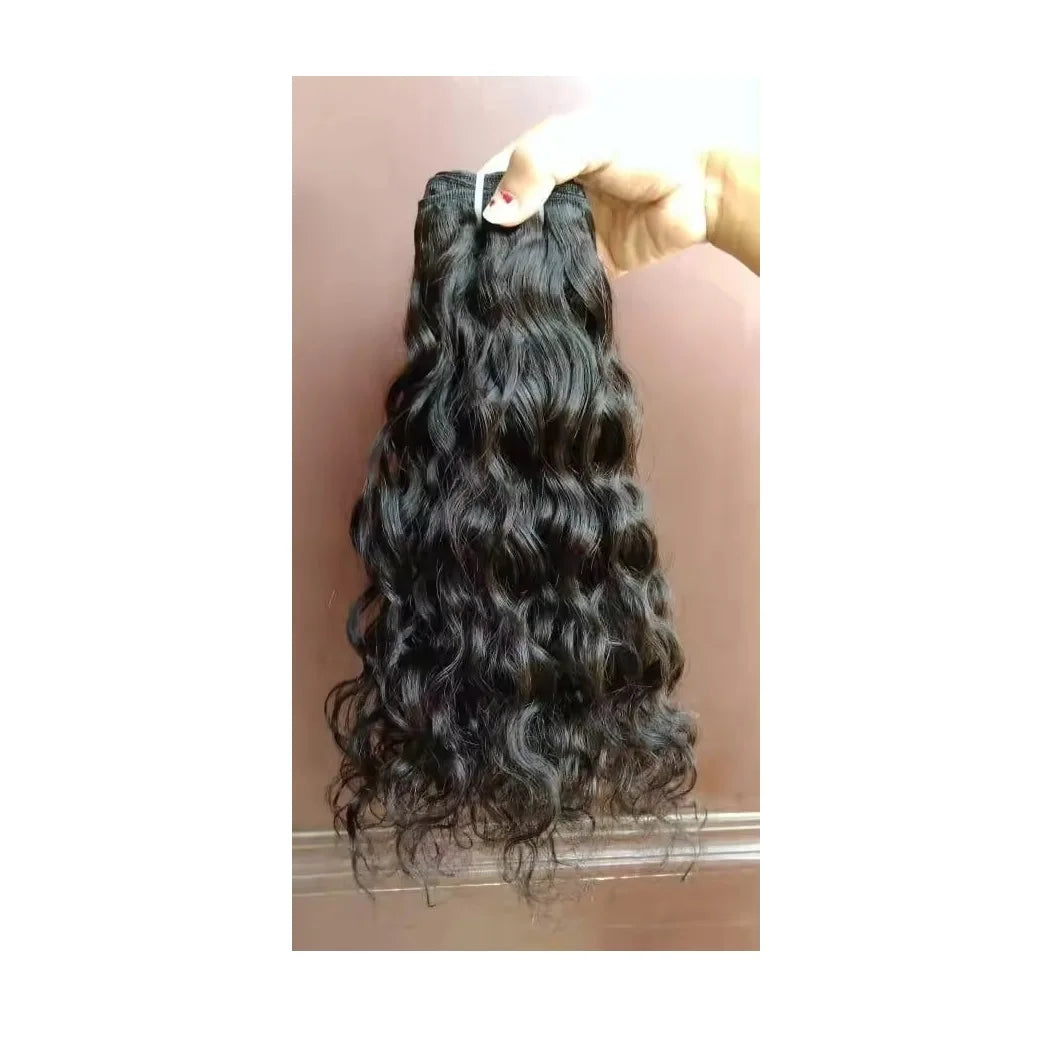 Loose Natural Wave Indian Hair Lace Front Weave Remy Hair Pre-Looped Black Style 180% Density
