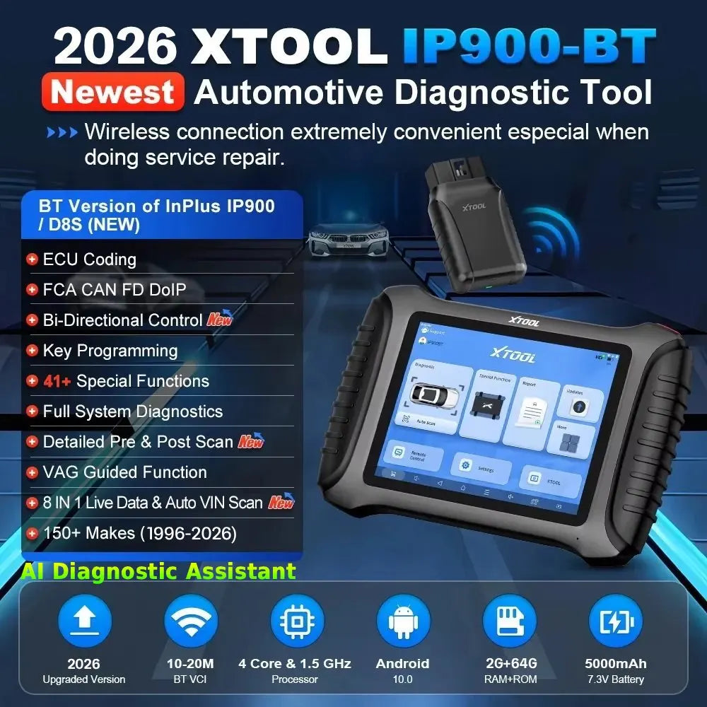 Germany EU Stock Xtool Diagnostic Tool IP900BT Automotive Ecu Programmer OBD2 Code Reader Full System Scan Tool with 41+ Reset
