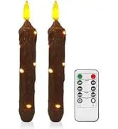 6.5 Inches Primitive Real Wax LED Flameless Short Candlesticks Hand Dipped Battery Operated Taper Candles Timer Remote Candles