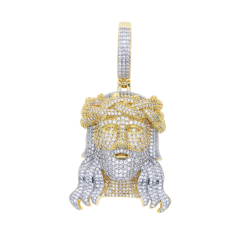 18K Gold Plated Micro Pave Cubic Zirconia CZ Plug Shape Pendant Hip Hop Style Yellow Gold Necklace for Engagement Wedding Party
