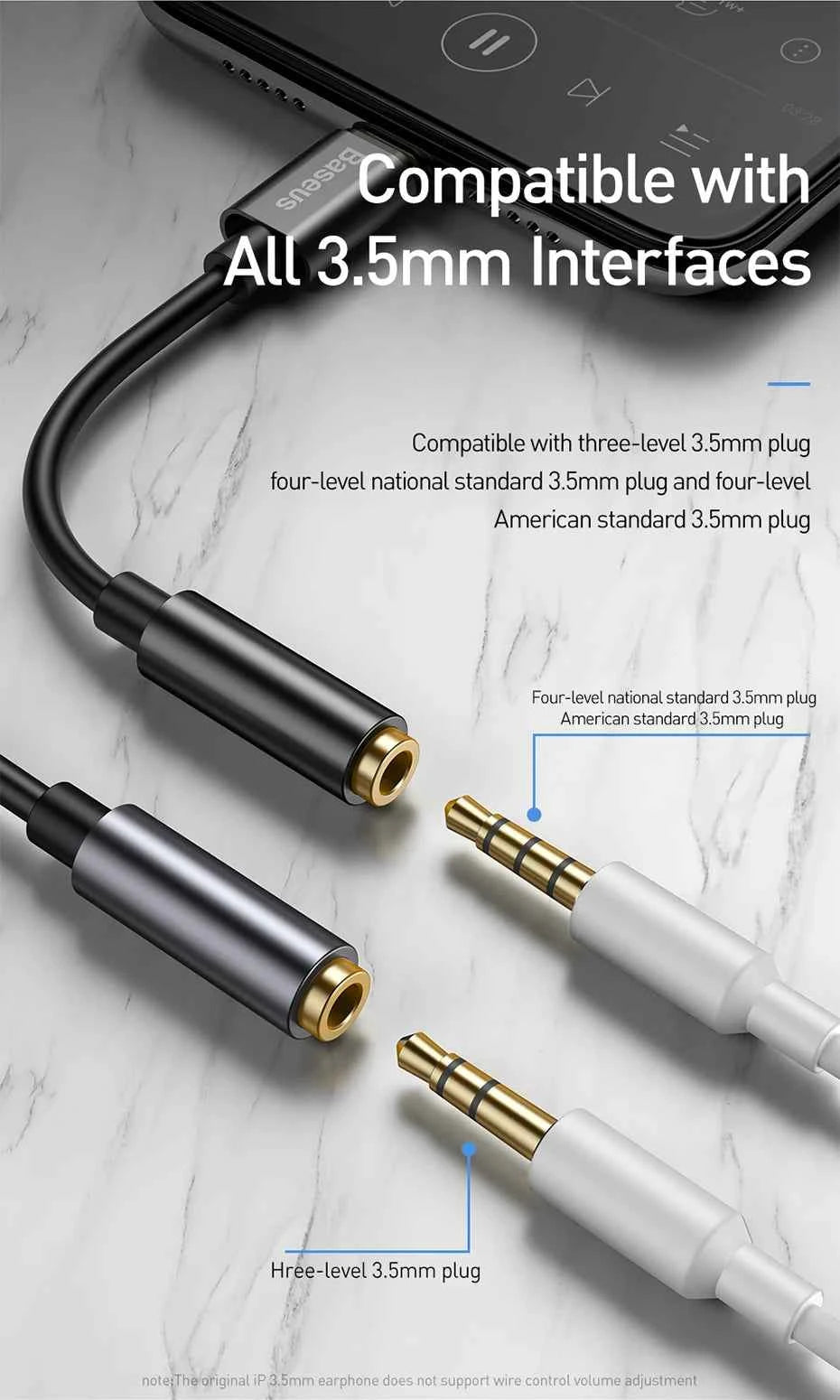 Baseus Type C to 3.5mm Aux Adapter Earphone USB C Cable Headphones Adapter 3.5 Jack Audio cable For Huawei P20 Xiaomi Mi 10