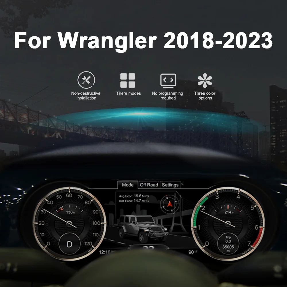 12.3"Digital Cluster Virtual Cockpit for Jeep Wrangler 2018-2023 LCD Instrument Multimedia Player Auto Radio Stereo GPS IPS