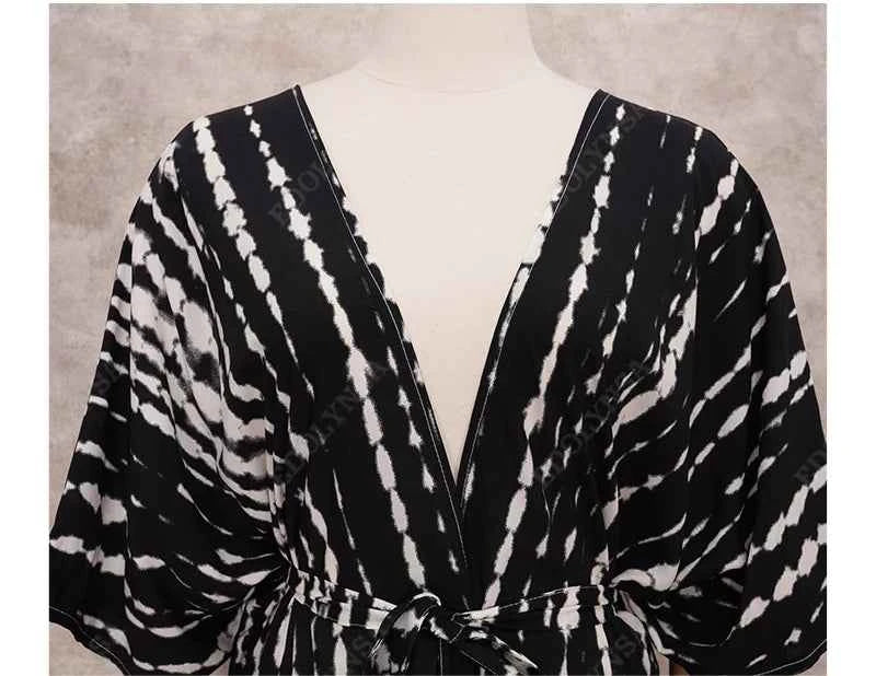 Embroidery Kaftan Beach Tunic Beach Cover up Saida de Praia Swimsuit Women Bikini cover up Pareo Sarong Beachwear Q882