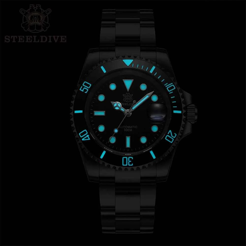 STEELDIVE SD1953 New Arrival Stainless Steel Bi-Color Dial NH35 Automatic Watch 300M Waterproof Sapphire Glass Men Dive Watches