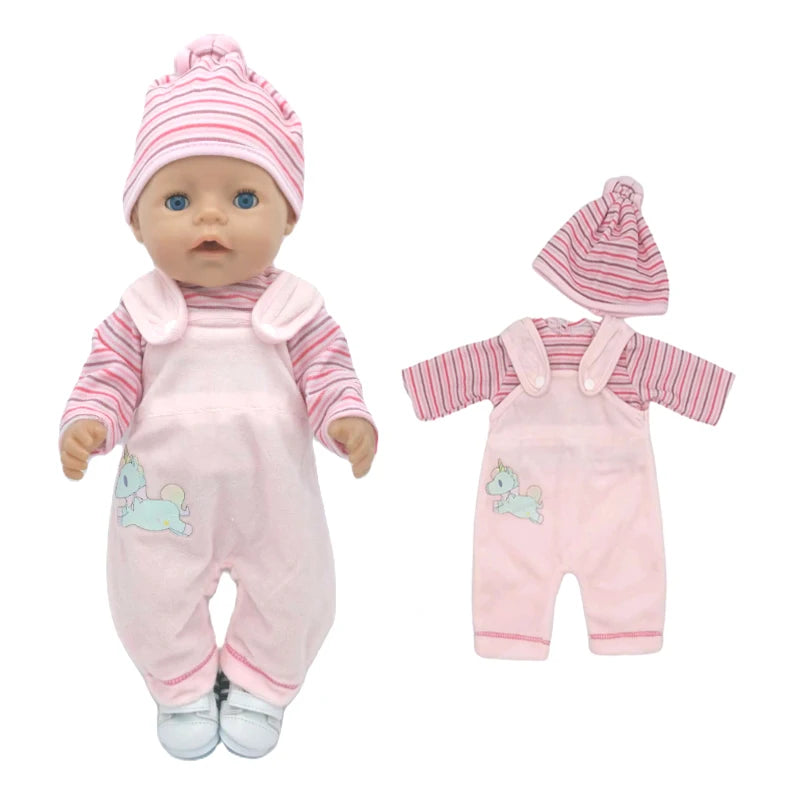 18 Inch Baby Doll Winter Clothes Set Crochet Sweater Scarf Hat Gloves New Year Apparel for 43 Cm Girl Dolls