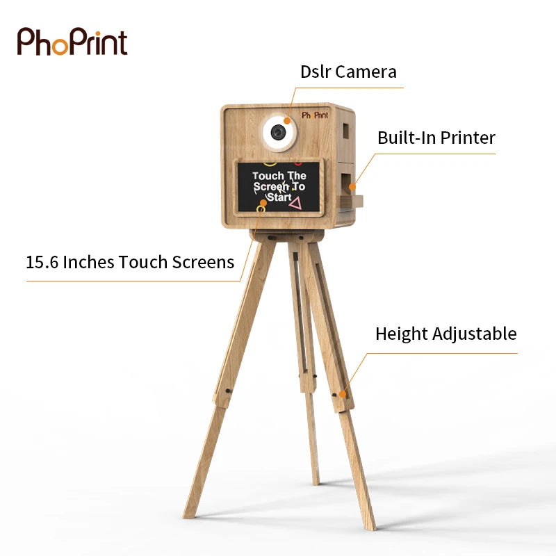 Portable Touch Screen Light Weight Instant Printing Dslr Vintage Photo Booth Machine for Party
