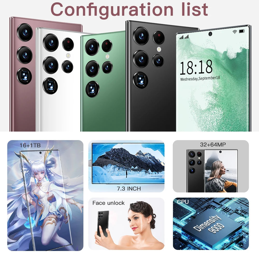 2023 Note 20 Ultra New 7.3inch Smartphone 4g 5g Unlocked Android Mobile Original Cellphone Cell Smart Phone