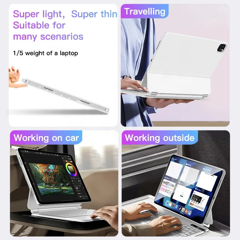 IFacemall iPad Pro 11 10.9 Inch Keyboard Case Pencil Holder Shockproof Magnetic Suspension CE RoHS FCC Certified for 1/2/3/4 Gen