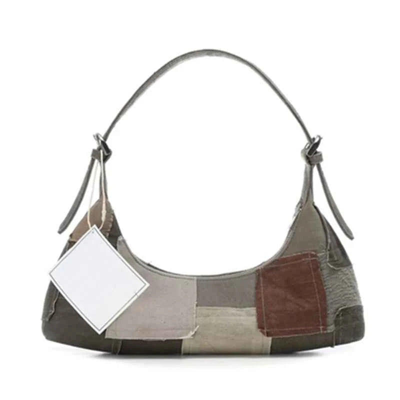 Trendy Patchwork Canvas Underarm Bag Retro Women's Clutch Bag Designer Handbag luxury Shoulder Bags For Women Bolsa de hombro