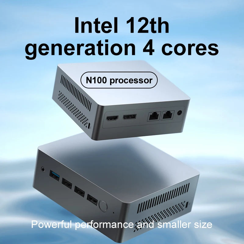 New 12th Gen Mini PC NUC with Windows11 Intel N100 Processor 8Gb DDR5 4800Mhz 256Gb SSD Dual Lan Mini Computer AU US CN EU Plugs