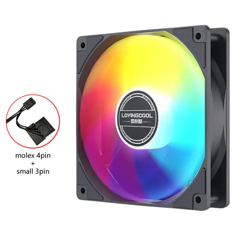 Lovingcool Computer PC Case Fan 12cm PC Luminous Led Cooling RGB Silent LED Plastic Cooling Fan for Computer Case