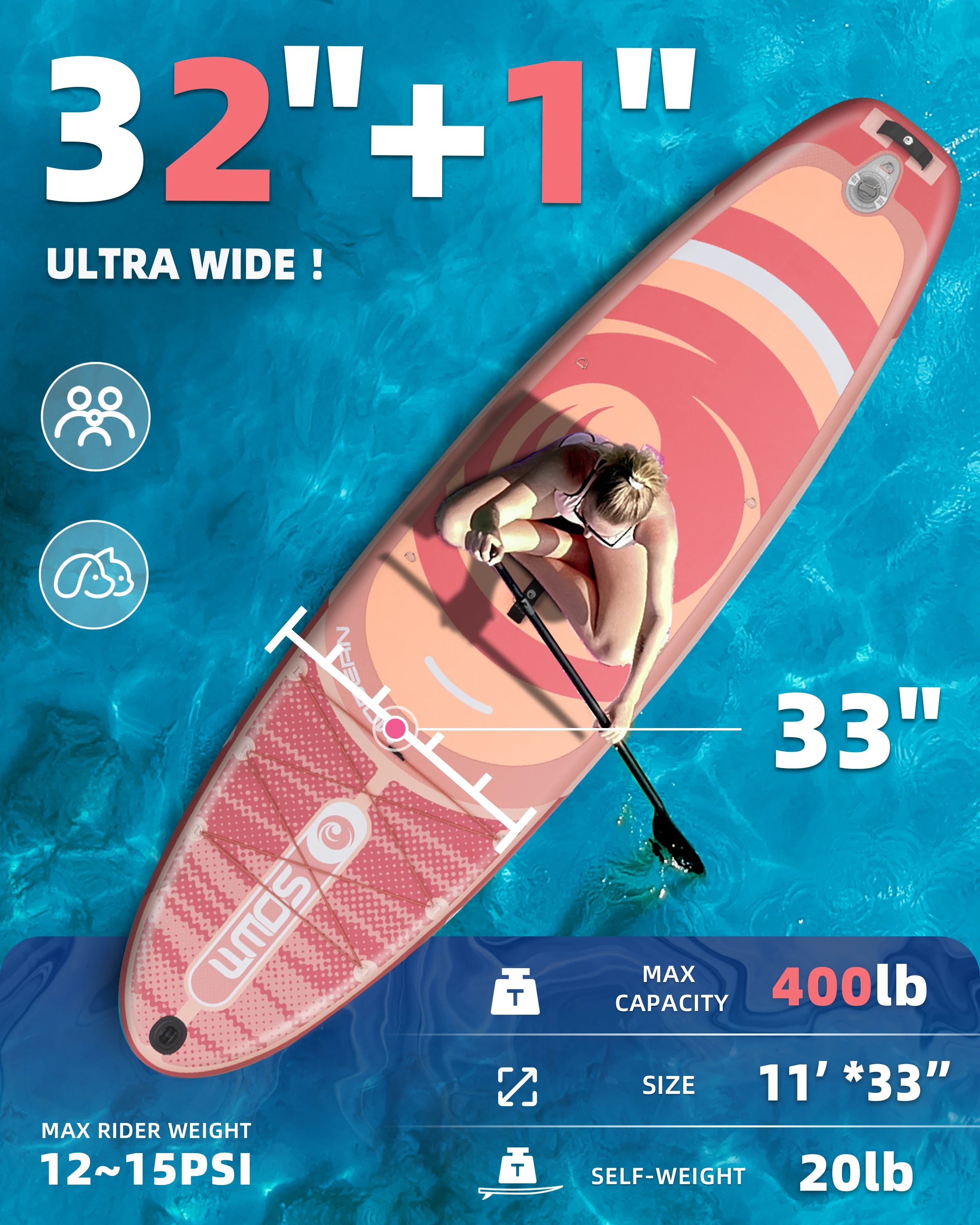 Free Shipping New Product Overseas Spot Inflatable sup 33'' Ultra Wide Stand up Paddle Board for All Skill Levels