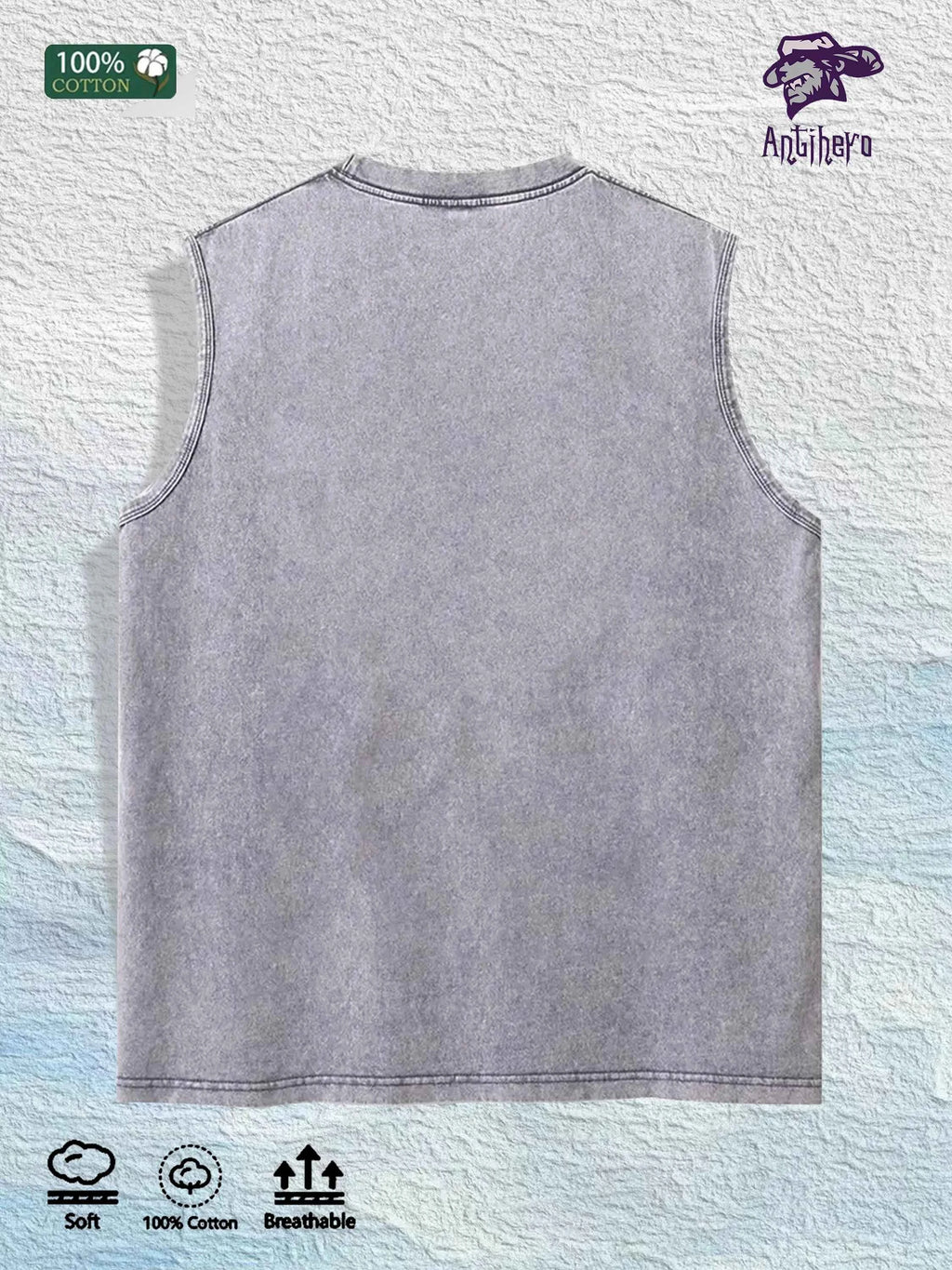 I Hate Mornings Cartoon Graphic Washed Vest US Warehouse 3 Colors Cotton Tank