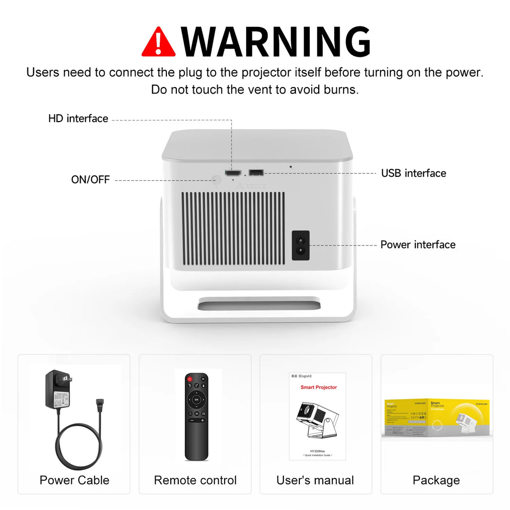 Portable HY350MAX MAGCUBIC Auto Focus Smart Projector 1080P 8K Support Android14 WiFi6 BT5.4 2+16G Portable Video Home Theater