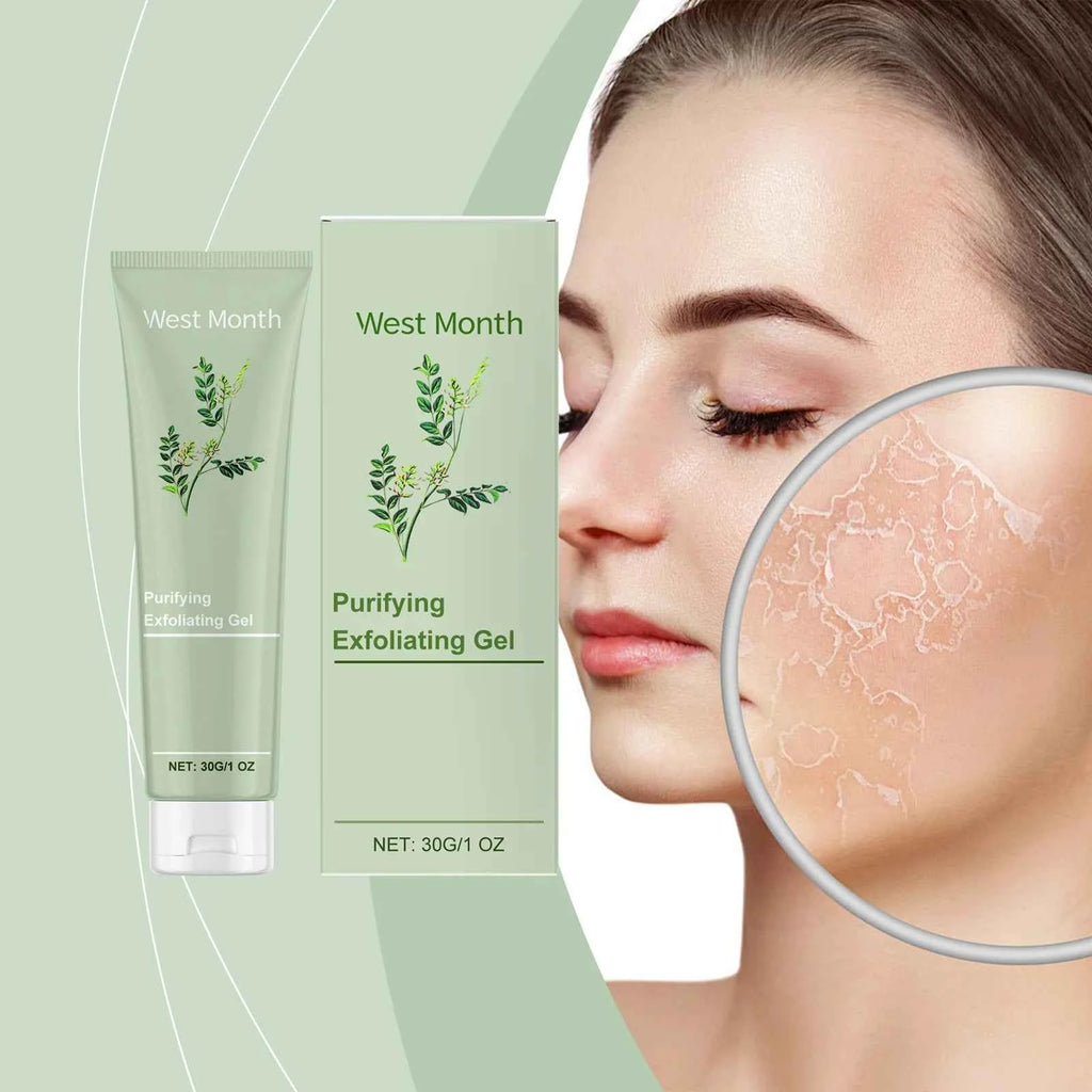 West&Month Purifying Exfoliating Gel Deeply Cleansing Face Wash for Dull Dry Skin Brightens Pores and Firming Effect