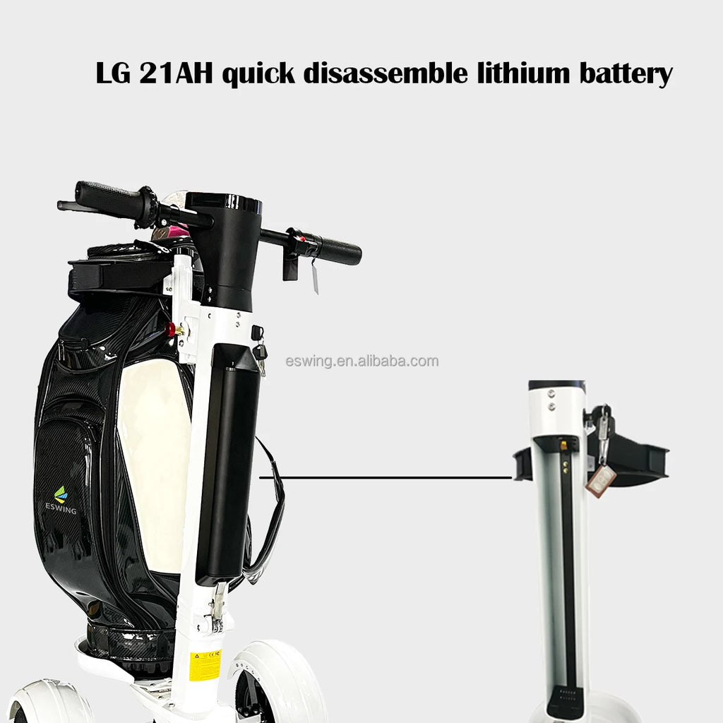 ESWING US Warehouse Golf Cart 2000W High-Power Folding Golf Scooter 18-Hole Golf Caddy Cart with Seat and Umbrella