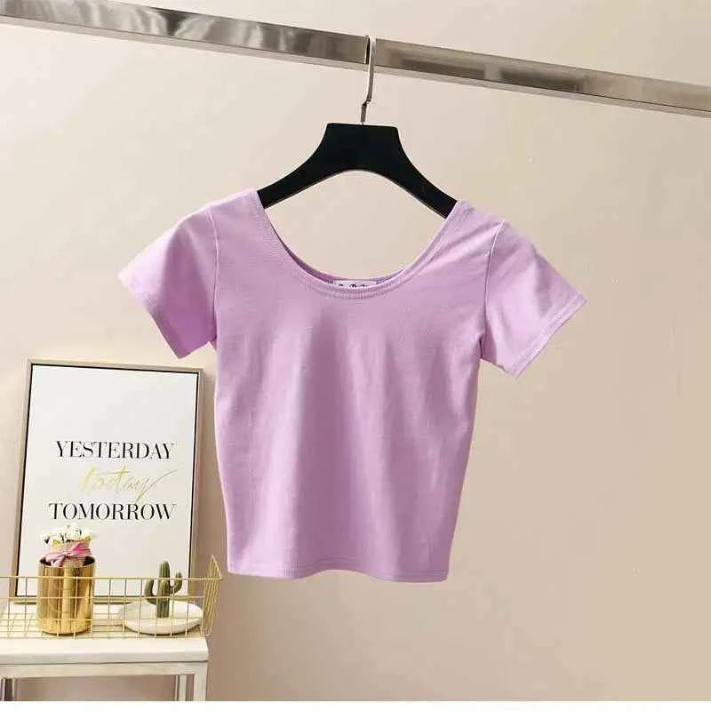 11 Colors Solid Crop Top Women T-shirt Cropped Slim High Waist Short Sleeve Basic Summer Clothes Tops Woman Clothing Tee Tshirt