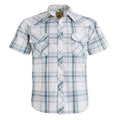Men Pearl Snap Short Sleeve Western Cowboy Shirt Plaid Pattern with Buttons Two Front Pockets