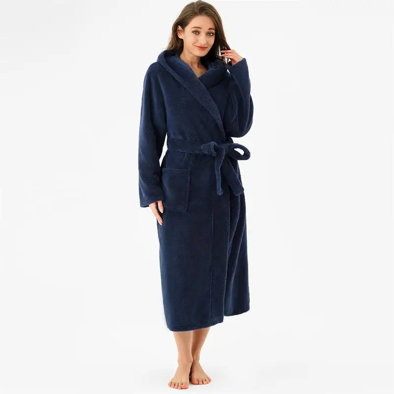 Free Shipping Women s Sleepwear Robe Longue Embroidery Robe Bulk Robes Heavy Thin Fleece Pajamas