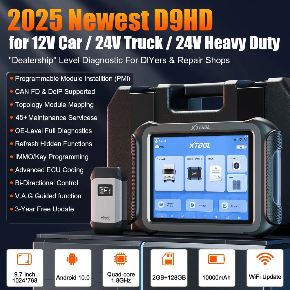 D9HD Diagnostic Tools for 12V Car 24V Truck ECU Coding Programming Auto OBD OBD2 Scanner Mechanical Workshop Tools 2025 New