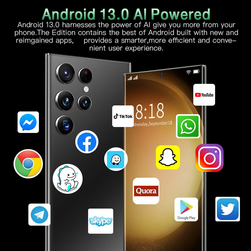 S23 Ultra 5G Smartphone 16GB 1TB 32MP 64MP Dual SIM 6800mAh Android 12 Gaming Mobile Phone Waterproof Supports GSM & CDMA