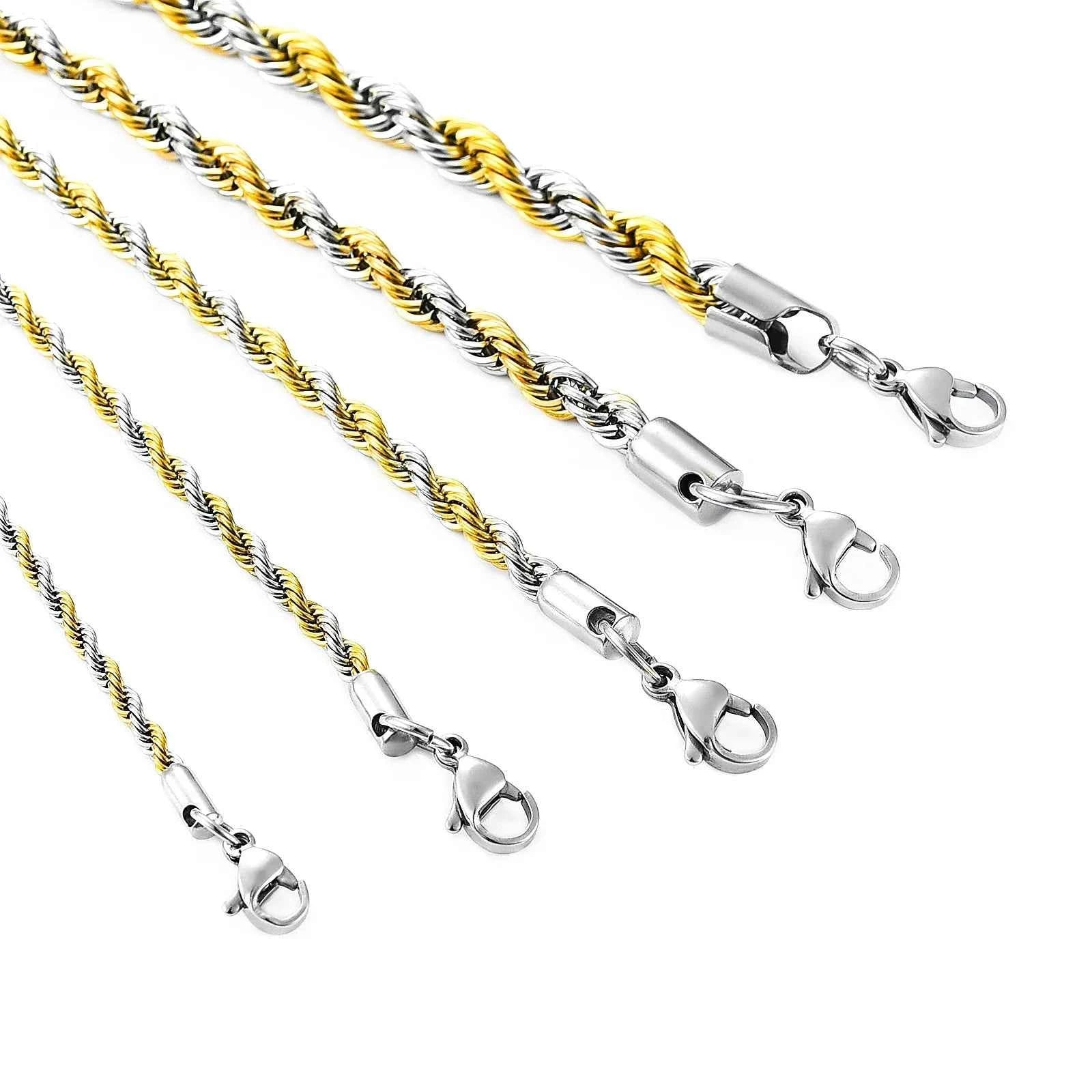 Men's Twisted Neck Rope Chain Stainless Steel Necklace for Women Punk Boy Silver and Gold Color Metal Jewelry Accessories Choker