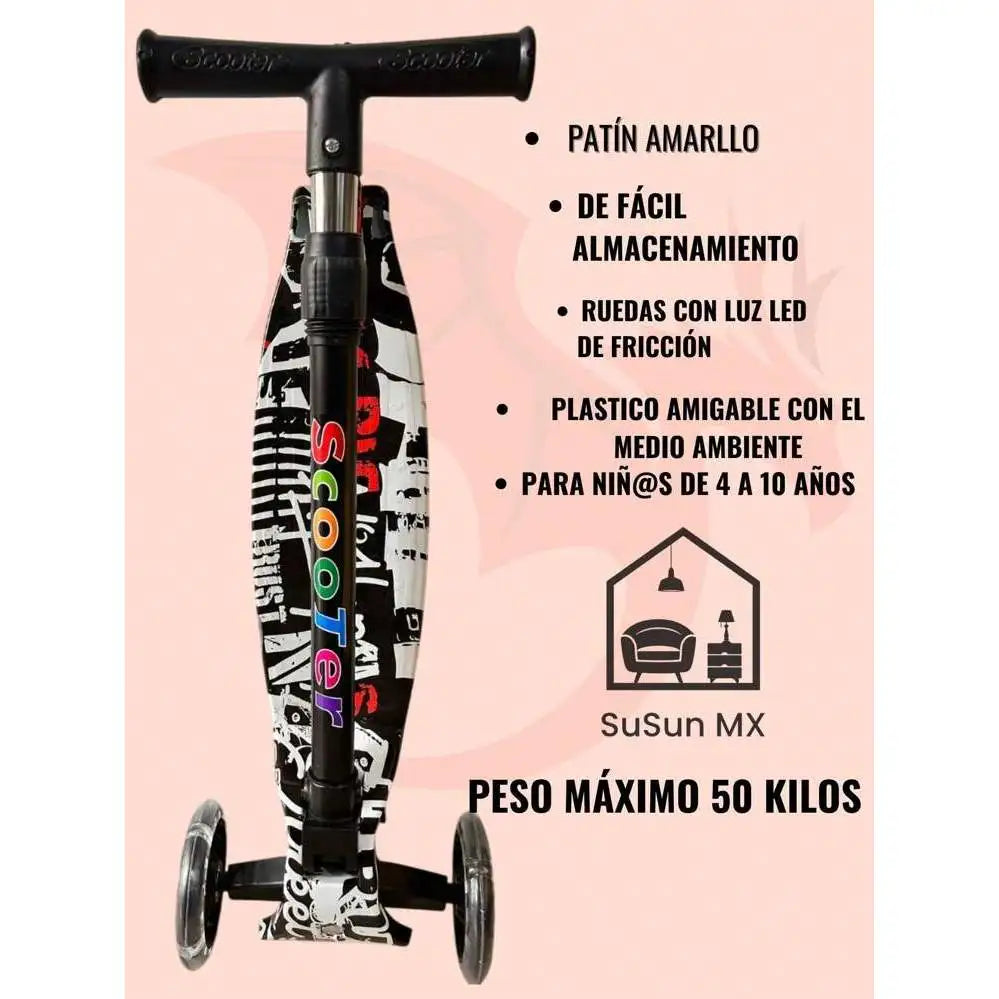 Diblo Kids' Battery-Powered Electronic Foot Scooter LED Light-Up Foldable Seat Adjustable Handlebars 3-Wheel Design Rear Foot