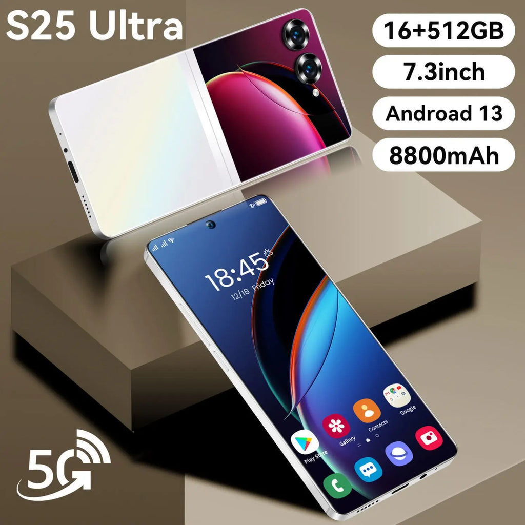 2025 Newest Fold Design S25 Ultra+ Android 5G Smartphone High Quality Screen High Dual SIM GPS Flip 24 Cell Mobile Phone