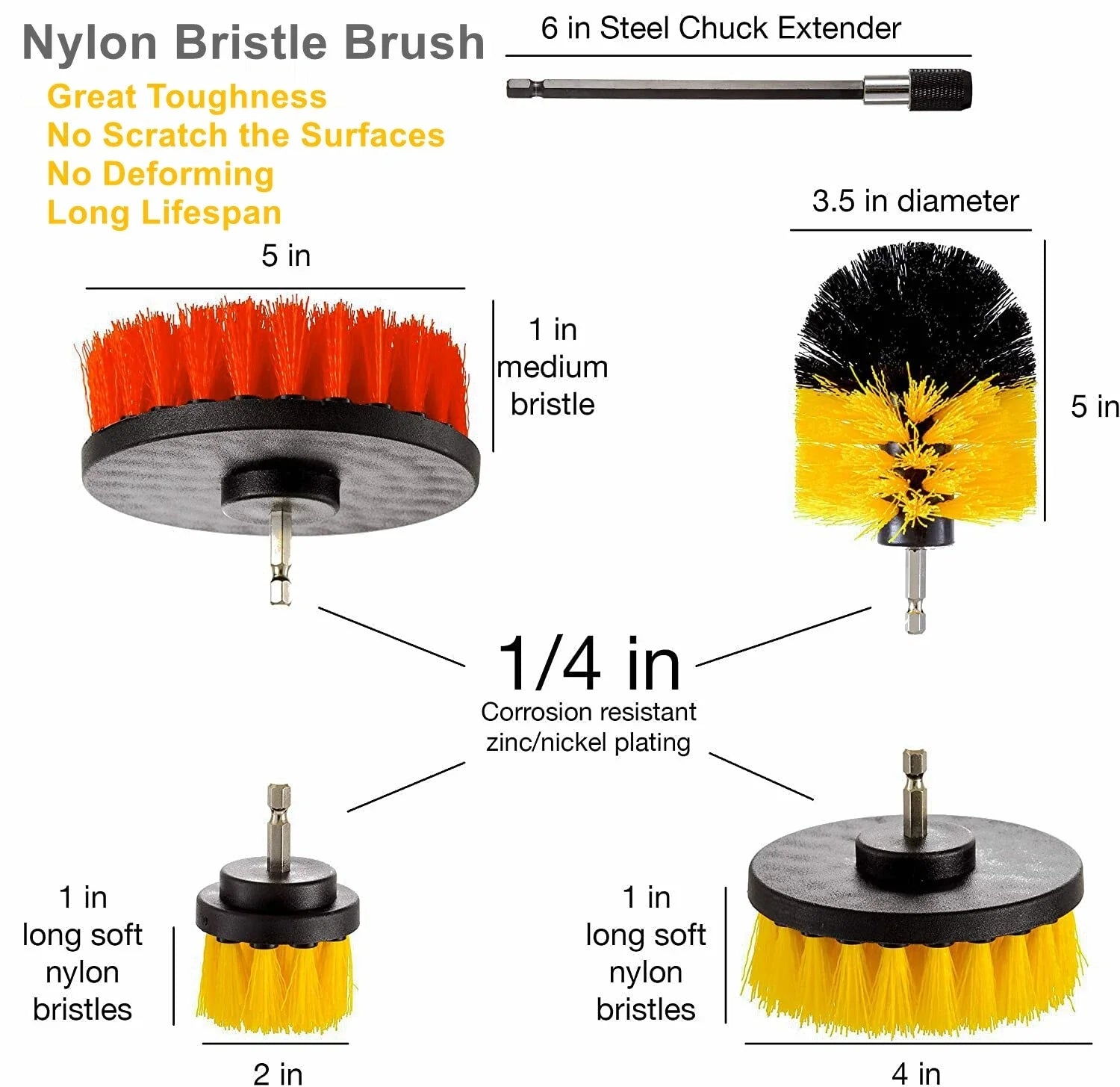 US Local Stock Ships in 24H Free Shipping USA 14x Electric Drill Brush Attachment Set All Purpose Cleaning Kit Power Scrubber