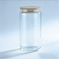 USA Warehouse 16oz 20oz Borosilicate Sublimation clear Frost High Grade Glass Cups Bottle Beer Can With Bamboo Lid and Straws