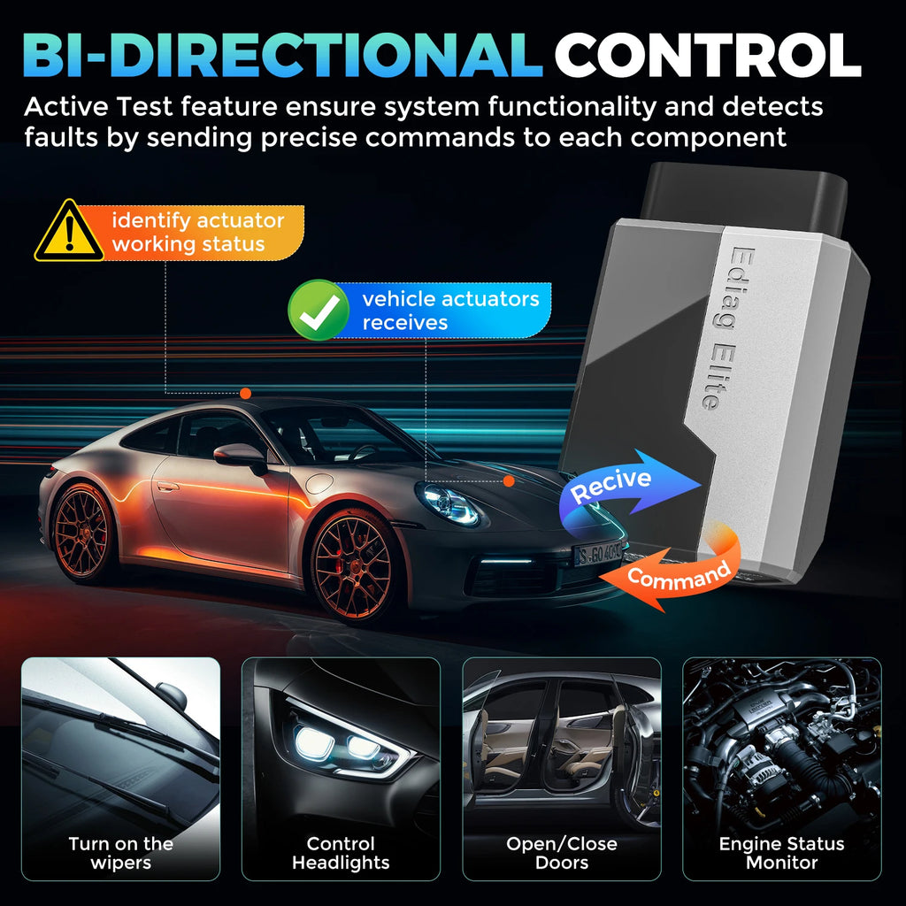 Kingbolen Ediag Elite Bi-directional Control OBD2 Automotive Scanner With 15 Hot Resets Car Diagnostic Tool Free Update