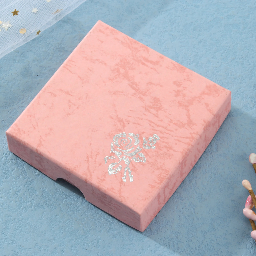 Square Rose Printed Jewelry Packaging Box Bracelet Necklace Storage Case Cardboard Gift Box Jewelry Organizer Case