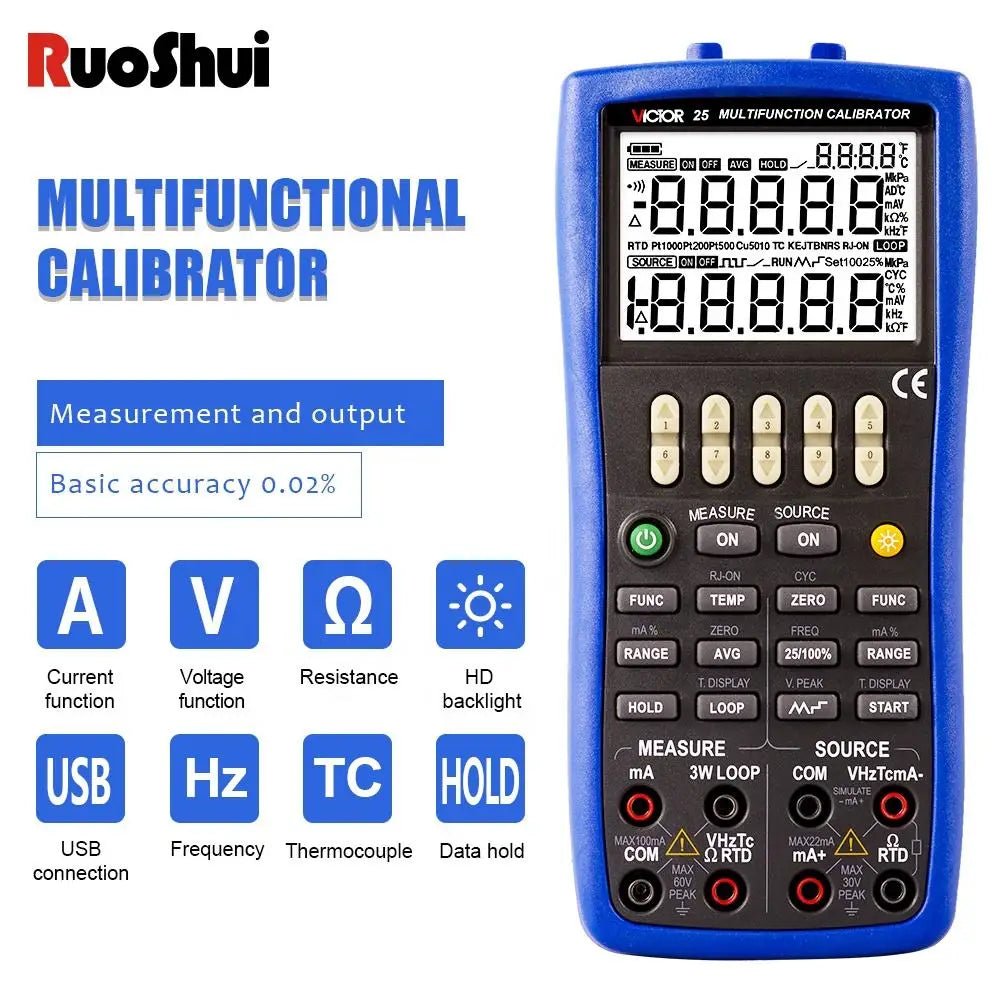 25 Multifunction Process Calibrator for Voltage MA Resistance Thermocouple RTD Frequency Pulse Switch Pressure Signal Generator