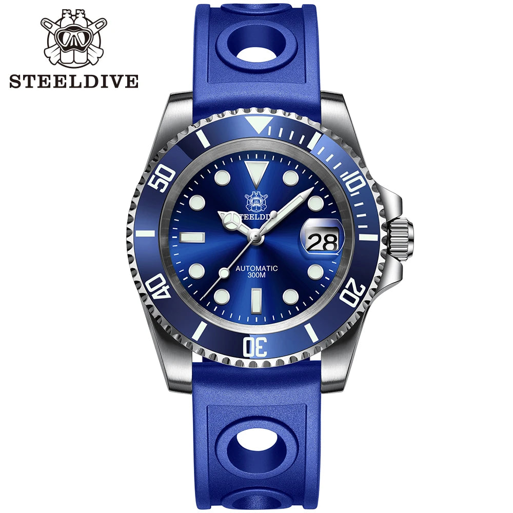 STEELDIVE SD1953 New Arrival Stainless Steel Bi-Color Dial NH35 Automatic Watch 300M Waterproof Sapphire Glass Men Dive Watches