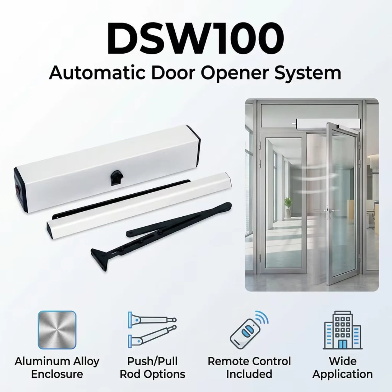 Automatic Door Opener Commercial Dc 24v Brushless Automatic Dual Swing Door Opener