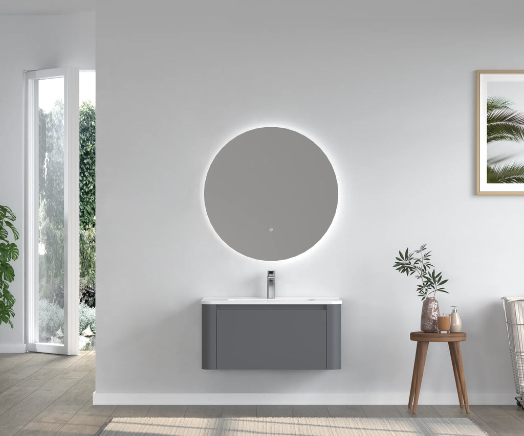 Free Shipping USA Homein Grey Bathroom Vanity with Soft Close Ceramic Sink Floating US Warehouse Dropshipping Free  Exchange