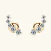Free Shipping 10K Solid Gold Luxury Moissanite Stud Earrings 1.9mm/1.7mm/1.4mm/1.2mm Curved Fashionable Wedding Gift for Women