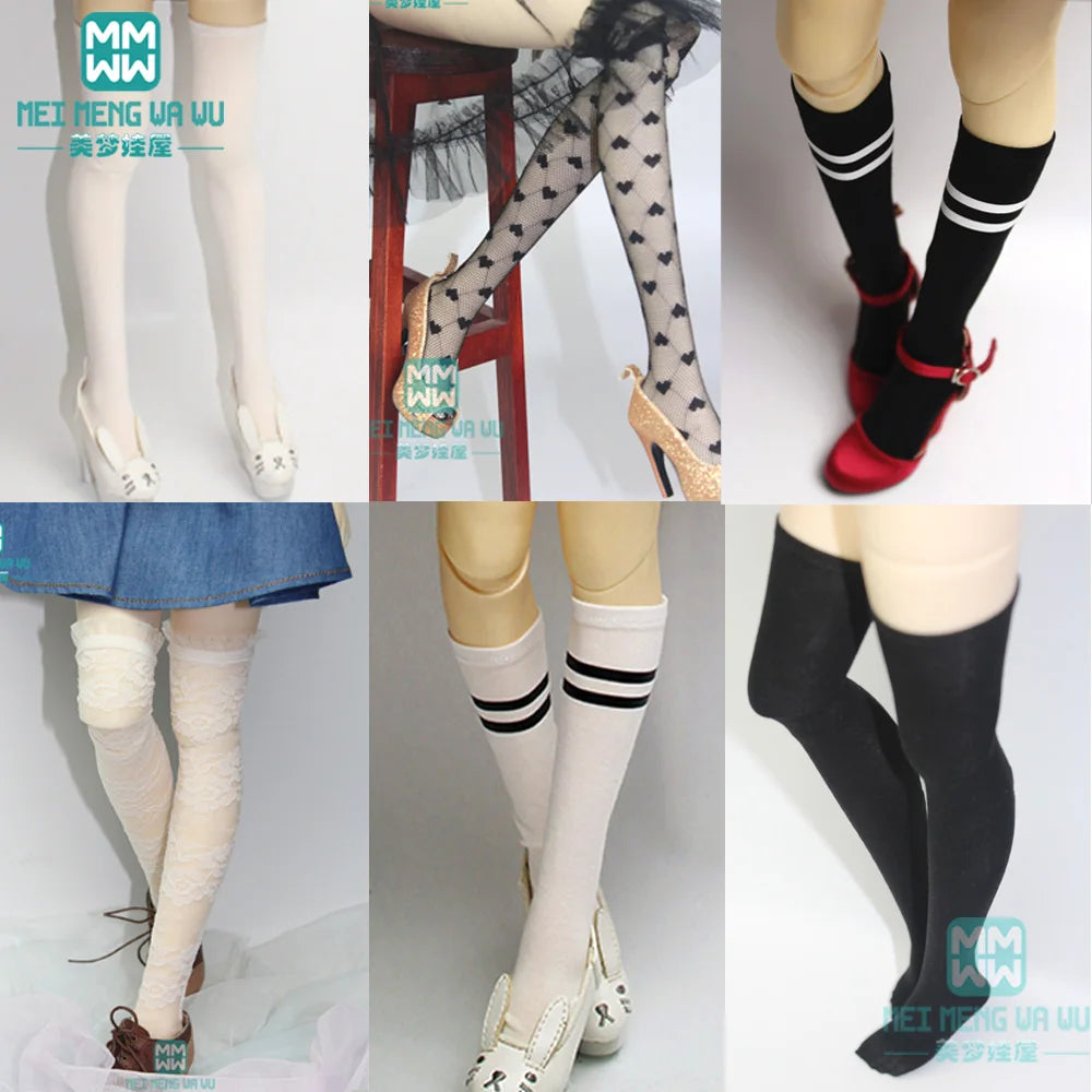 BJD Accessories for 1/3 BJD SD DD Doll Fashion Striped Socks, Reticulated Stockings, Lace Stockings