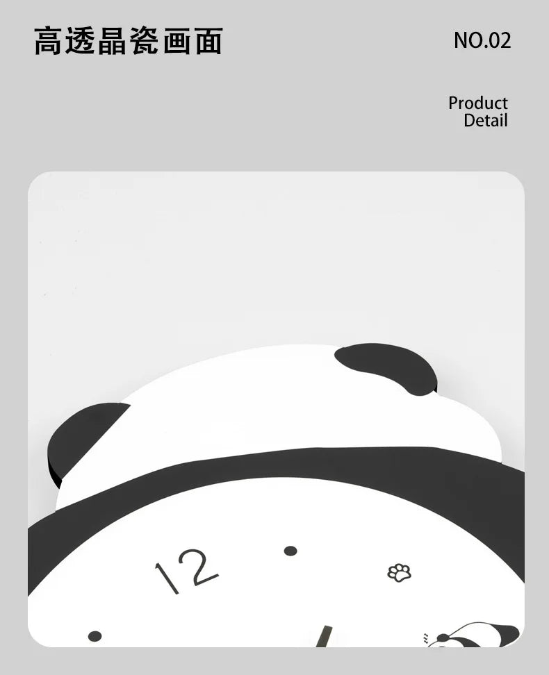 Creative Cute Panda Wall Clock Silent Home Decor Kids Wall Watch for Living Room Nursery