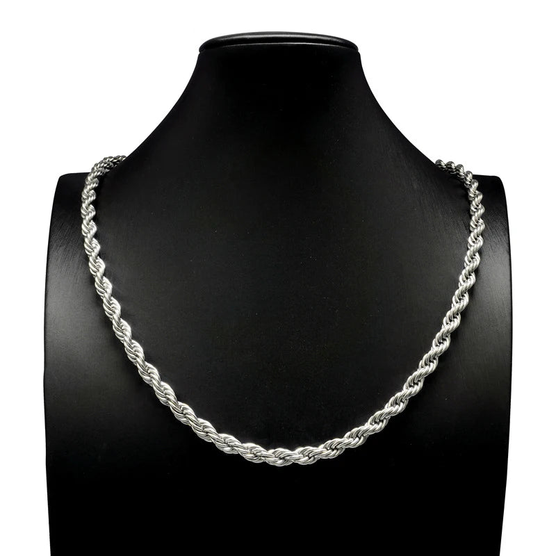 New Fashion Madonna Sterling Silver S925 Rope Chain Necklace Moissanite for Certified Gold/Silver/Rose Gold Plated Hip Hop Music