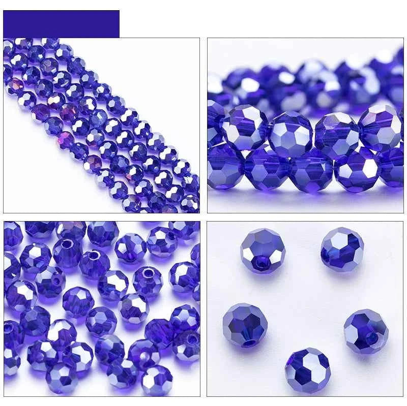 3 4 6 8mm Round Crystal Beads Faceted Colorful Glass Beads Loose Spacer Bead for Jewerly Making Needlework Bracelet Necklace DIY