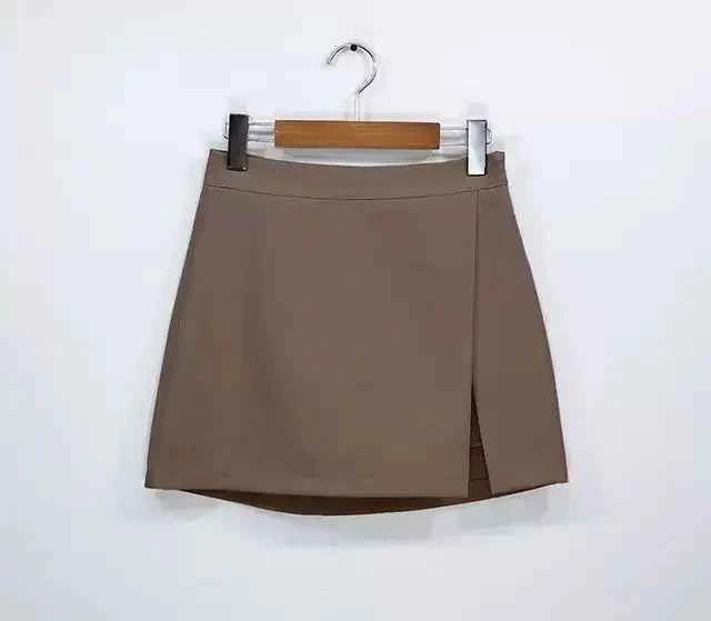 Mini Skirts Women Irregular Solid Side-slit Stretchy Korean Style Trendy Chic OL High Waist Female Bottom Popular Spring Autumn