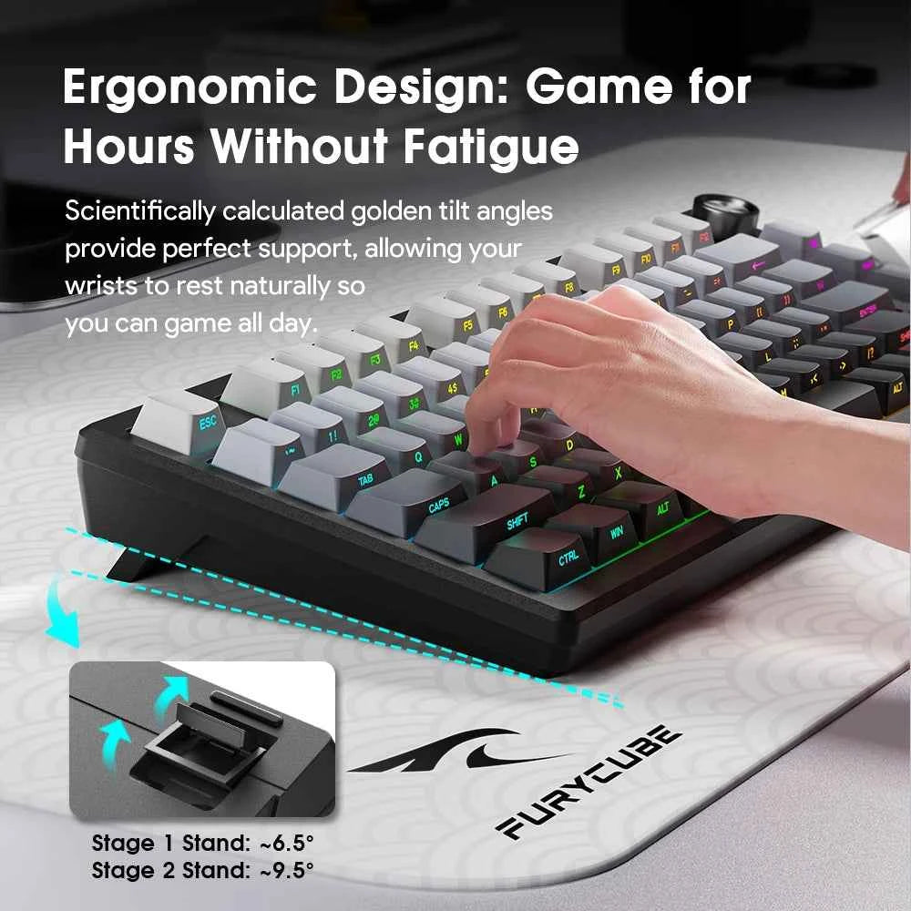 FURYCUBE IP75 Wired Mechanical Feel Keyboard RGB 19-Key Anti-Ghosting Multifunctional Smart Knob Fit for Daily Gaming Keyboard