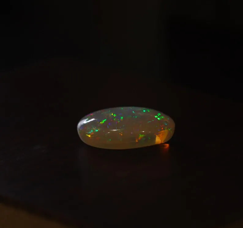 Customizable Oval Cut  Heat Treated Ethiopian Opal Synthetic Lab Created Loose October Birthstone Blue Fire Effect Attractive