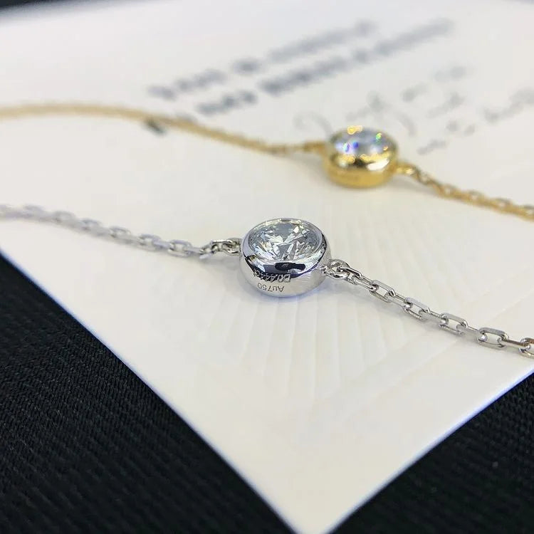 RUYI Stylish Minimalist Design 0.5ct 18K One-Piece Single Diamond Bracelet Heart Number Shape Cute Pearl Embellishment Girls