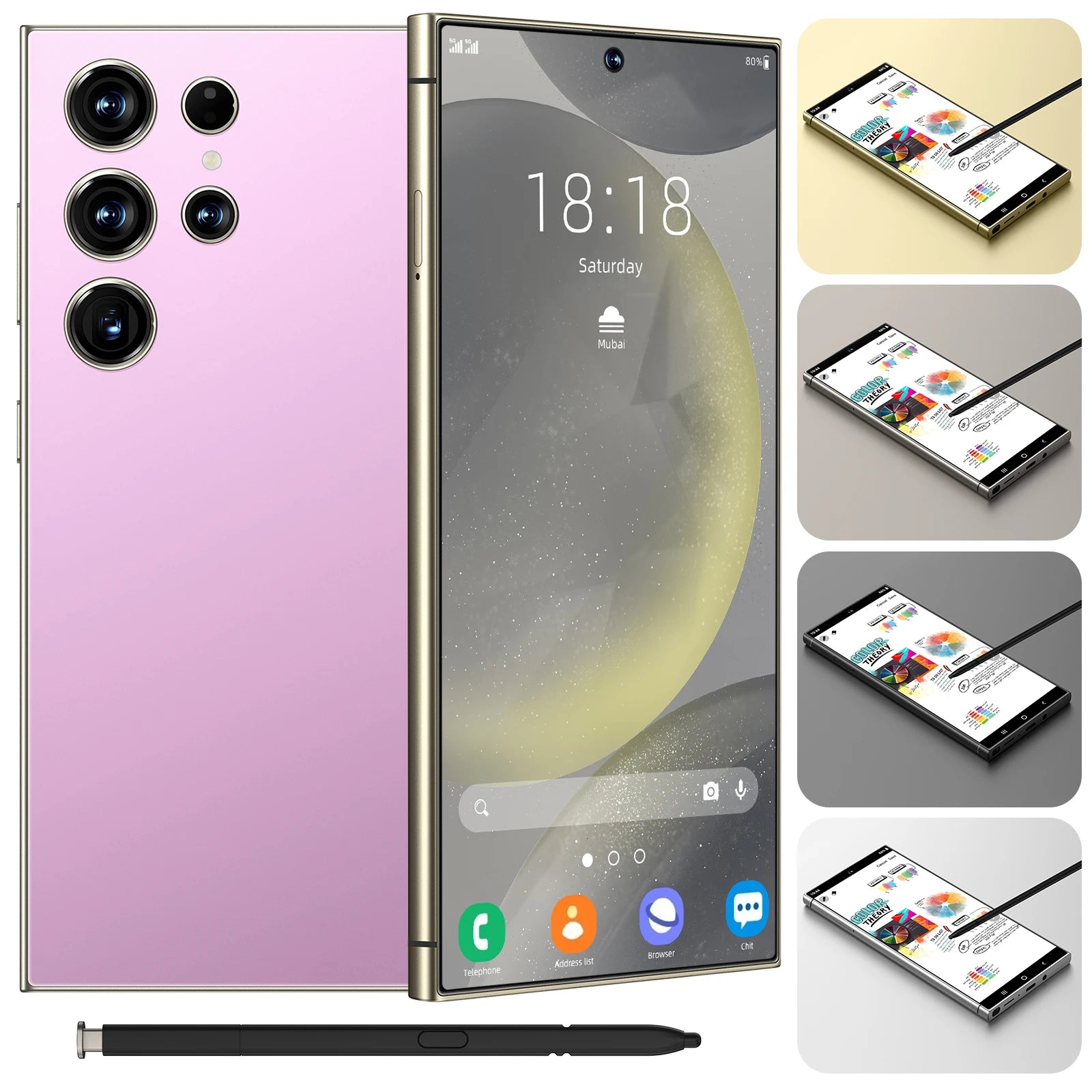Samsum S24 Ultra Smartphones 8+256GB 5G Dual SIM Original CPU Octa Core HD Screen Resolution LTE Cellular Mobile Phone